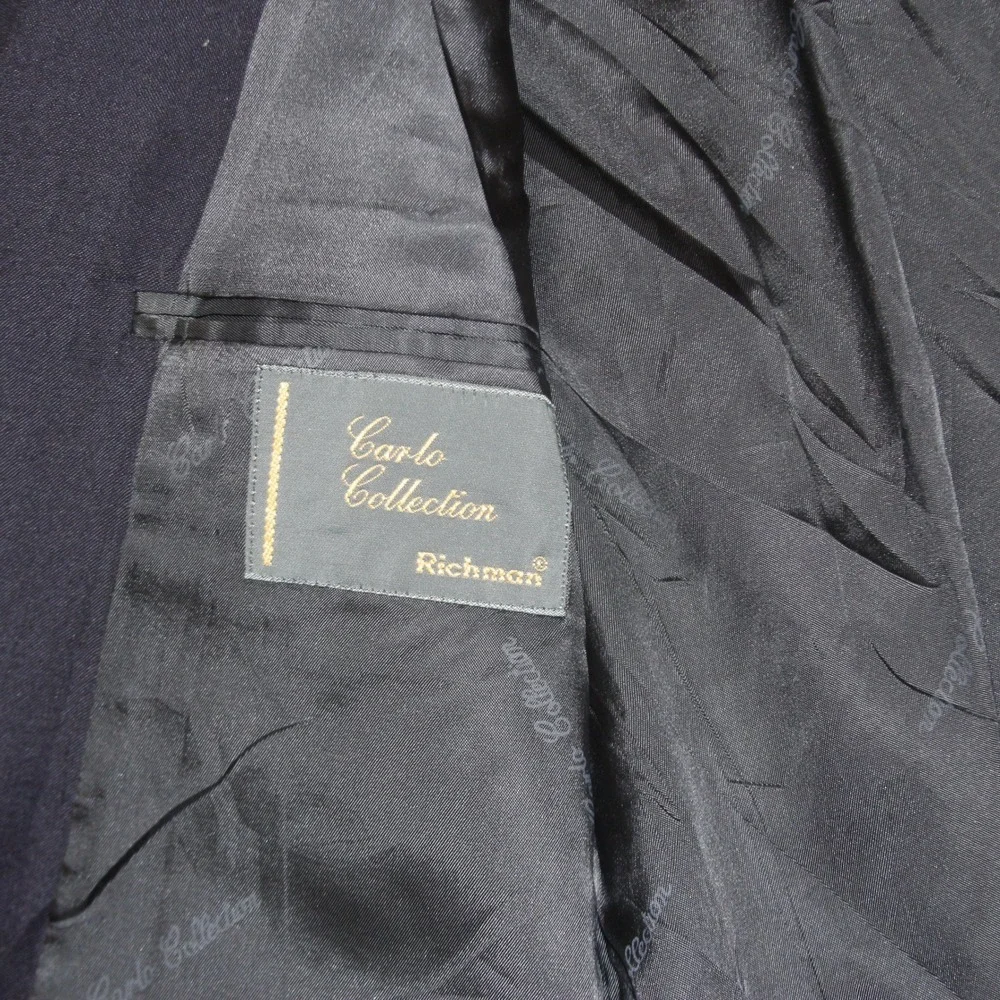 Carlo Collection Richman Mens Navy Blue Wool Blend Suit Jacket Blazer‎ Size 40R